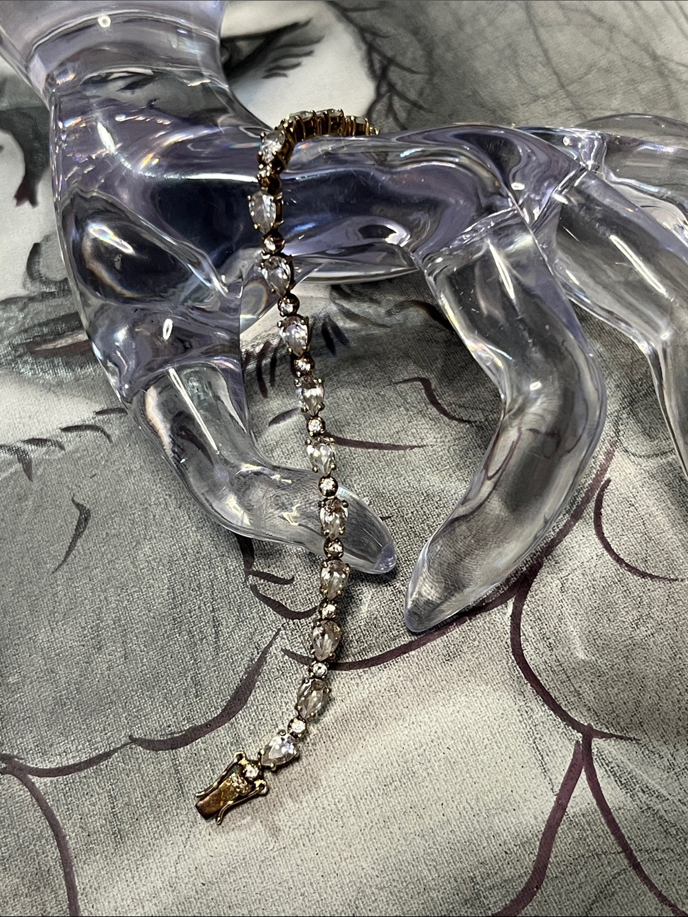 Gold-Tone Crystal Chain Bracelet in Clear and Gold